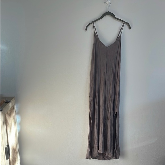 Lovestitch Gauze Linen Maxi Dress Size Small Gray/Brown With Adjustable Straps - Picture 1 of 5